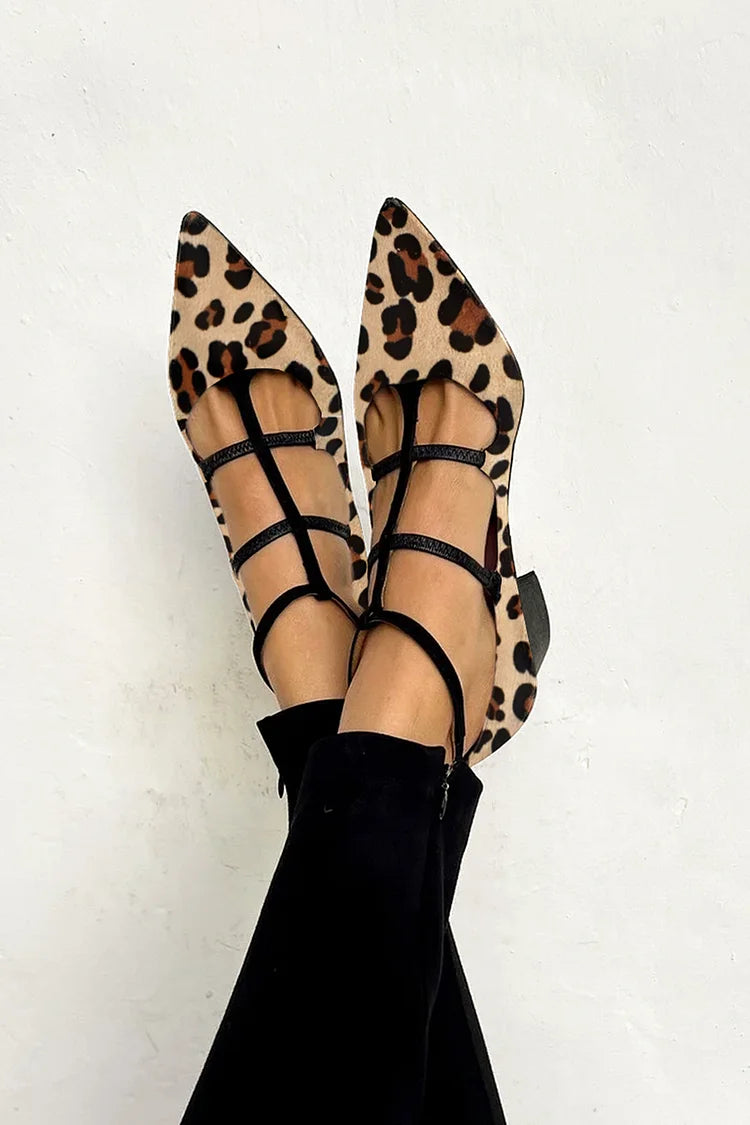 SERENA | Leopard Print Ballerina Flats with Straps