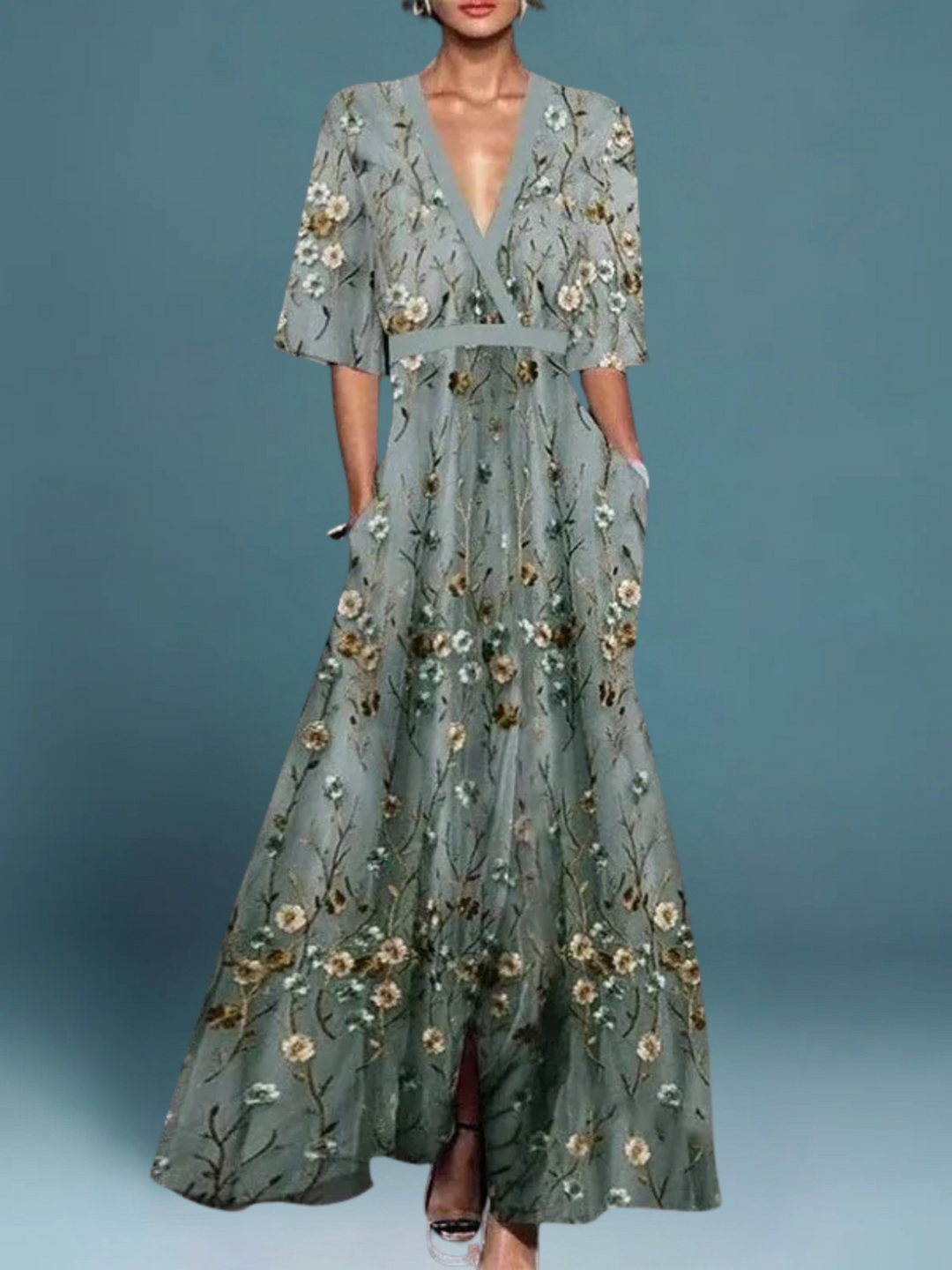 Carla | Graceful Long Floral Dress for Timeless Elegance