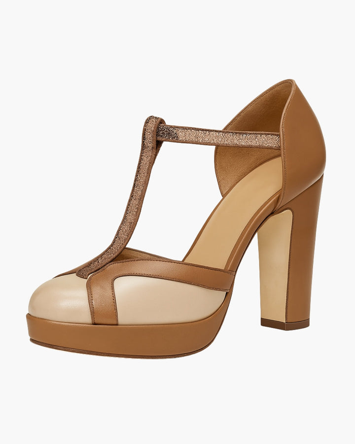 Martha Effortless Style with Elegant T-Bar Strap Pumps