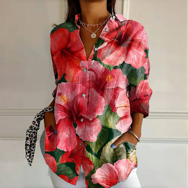 Daniq【Long Sleeve】Vintage Flower Print Blouse
