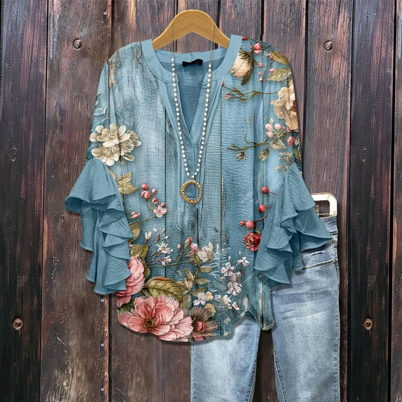 Valencia | Vintage Blouse with Floral Print