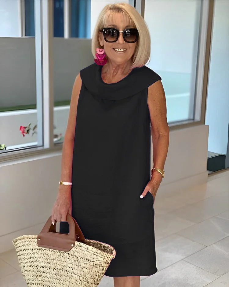 ibiza | Classic Sleeveless Shift Dress with Round Neck