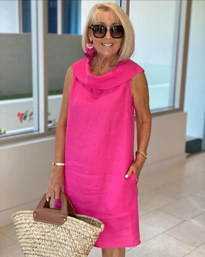 ibiza | Classic Sleeveless Shift Dress with Round Neck